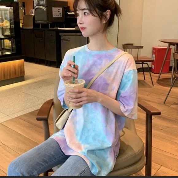 LAST ONE‼️ Tie Dye loose fit Short Sleeve Top - Picture 4 of 5